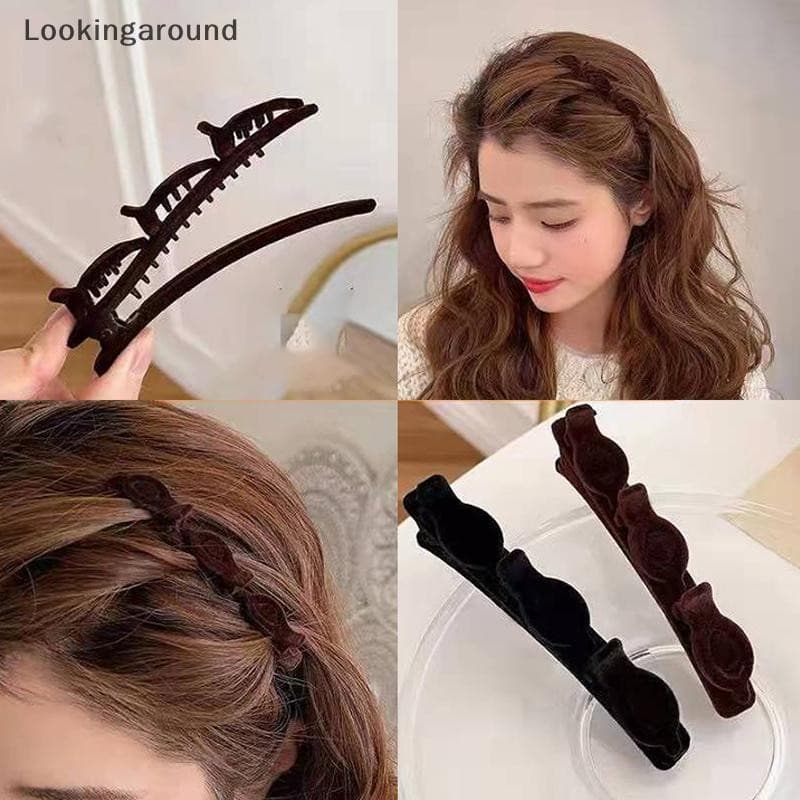 [LO] Flocked Bangs กิ๊บติดผม Headwear Duckbill กรงเล็บผม Barrettes กิ๊บติดผมวินเทจ Hairgrip ถักแฟชั่น Hairpins อุปกรณ์เสริมผม Headwear TH - รูปที่ 1