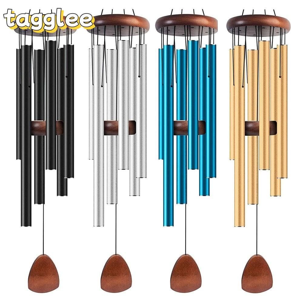 TAGGLEE หลอดโลหะ Windchime, 6 แท่งอลูมิเนียมลมตีระฆัง, จี้ Zen บรรยากาศสวนระฆังลมขนาดใหญ่ - รูปที่ 1