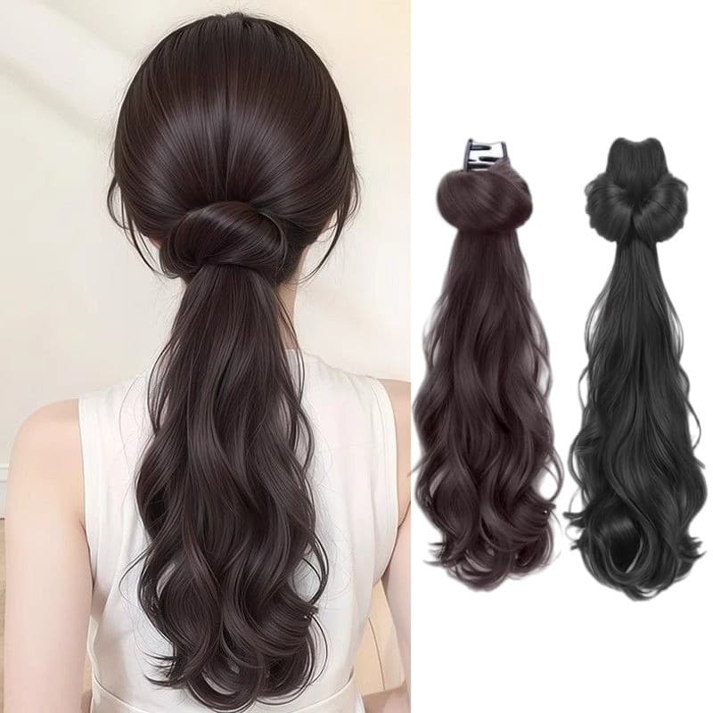 ผมเทียมมัดสูงติดกิ๊บ 45cm ทรงต่ำเกาหลี ผมม้าเทียมหยิกธรรมชาติ ใส่แล้วดูเป็นธรรมชาติ - รูปที่ 1