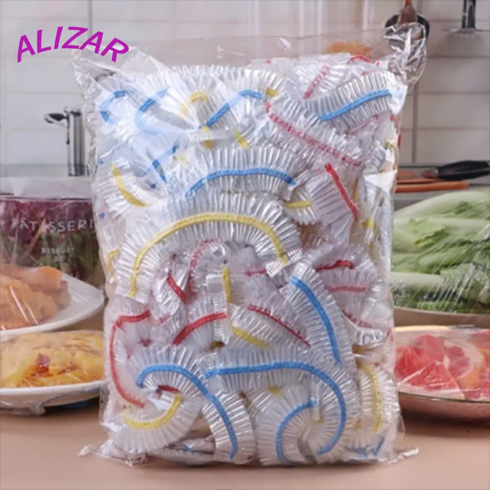 ALIZAR 100/300/500 ชิ้นถุงพลาสติก,พลาสติกเกรดอาหารสด-เก็บฝาครอบอาหารแบบใช้แล้วทิ้ง,ฝาปิดอาหารยืดหยุ่นที่มีสีสันทิ้งยืดหยุ่นปาก Cling ฝาครอบสําหรับผักผลไม้ - รูปที่ 1
