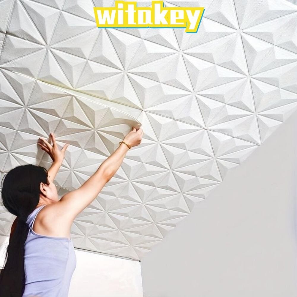 WITAKEY โฟมเพดานขนาด 35x35 ซม., สติกเกอร์ติดฝ้าเพดานแบบกาวติดเอง ทนน้ำ อุปกรณ์ตกแต่งห้องนอนและวอลล์เปเปอร์ - รูปที่ 1