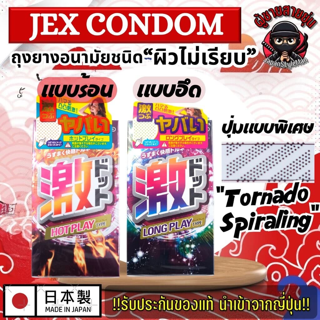 ถุงยางอนามัย Jex Geki Dot Condom แบบผิวไม่เรียบ พร้อมเจลสูตรพิเศษจากญี่ปุ่น 8 ชิ้น ขนาด 52 mm. - รูปที่ 1