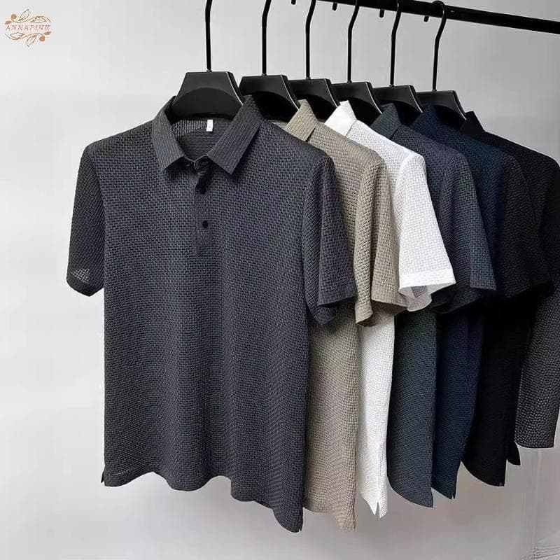 ANK ใหม่ แขนสั้น สีดำ เสื้อยืดสำหรับธุรกิจ สวมใส่สบายและระบายอากาศได้ดี - รูปที่ 1
