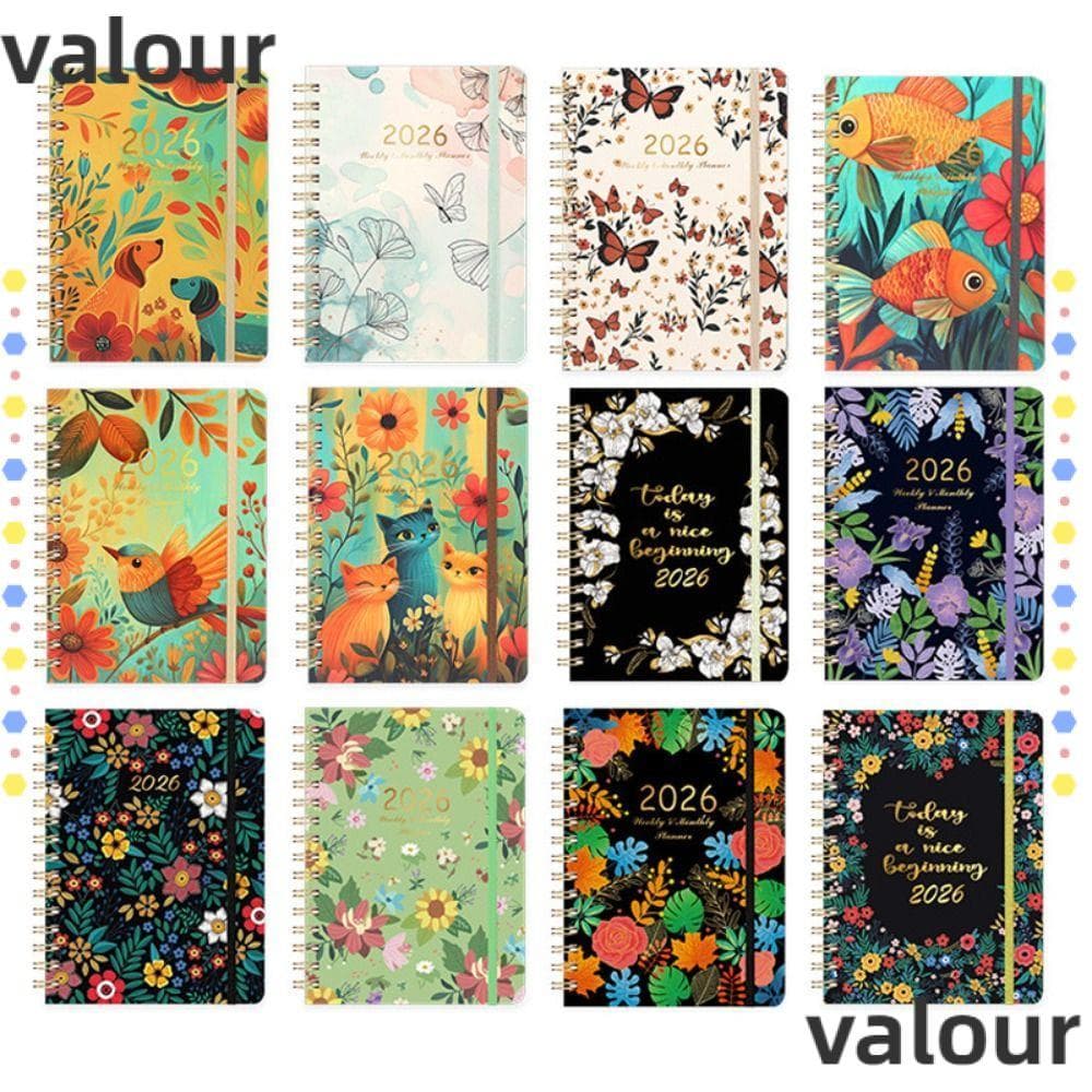 VALOUR 2026 Planner, Jan.2026 - Dec.2026 Agenda Calendar 2026, A5 รายเดือน Tabs Weekly และรายเดือน Coil Notebook - รูปที่ 1