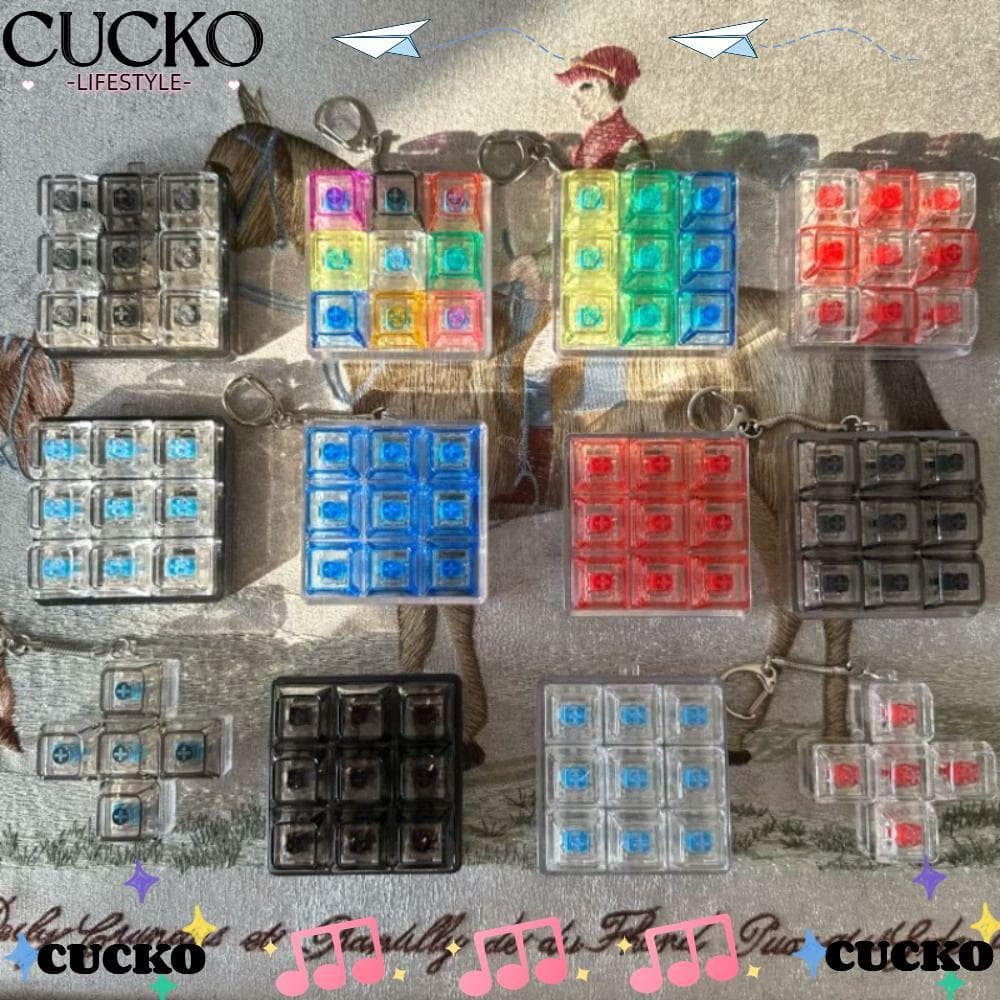 CUCKO นิ้วคีย์บอร์ด, DIY คีย์บอร์ดบรรเทาความเครียด Fidget พวงกุญแจ, ผ่อนคลาย 9 คีย์ Pass The Time Keycap Clicker ของเล่นผู้ใหญ่ - รูปที่ 1