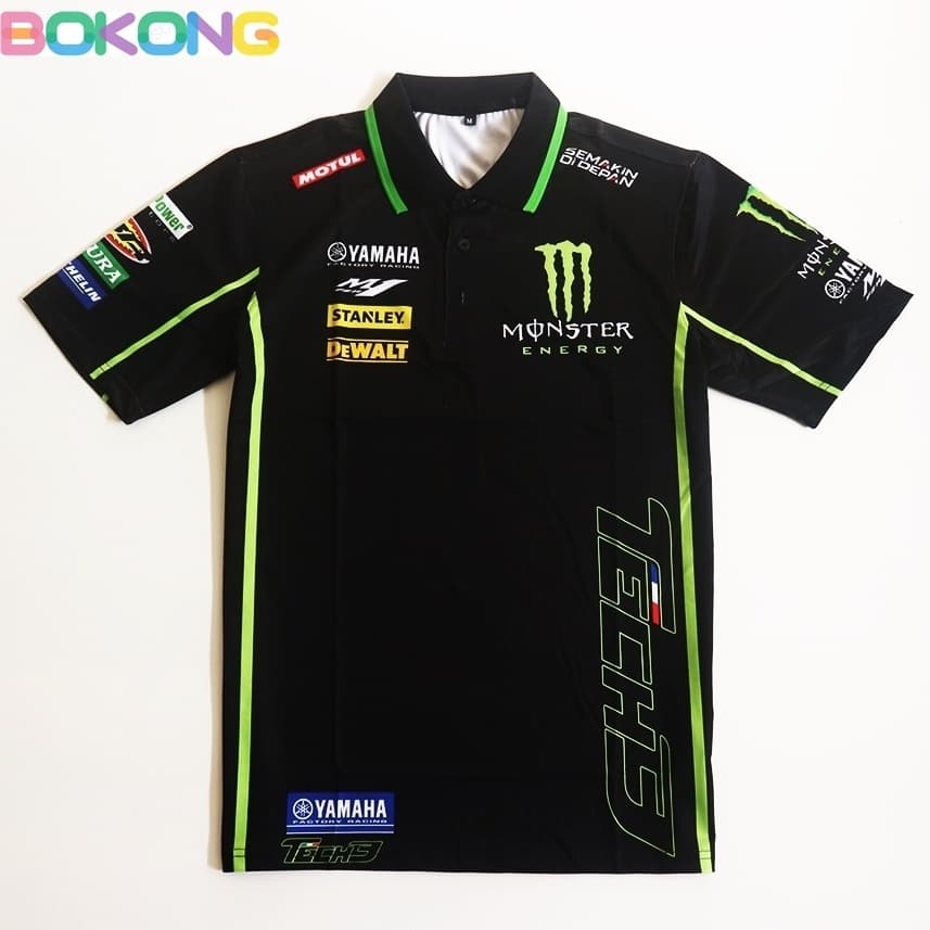 (bokong) เสื้อยืดผู้ชาย Yamaha Tech3 สีดำการถ่ายเทความร้อนคุณภาพสูง - รูปที่ 1