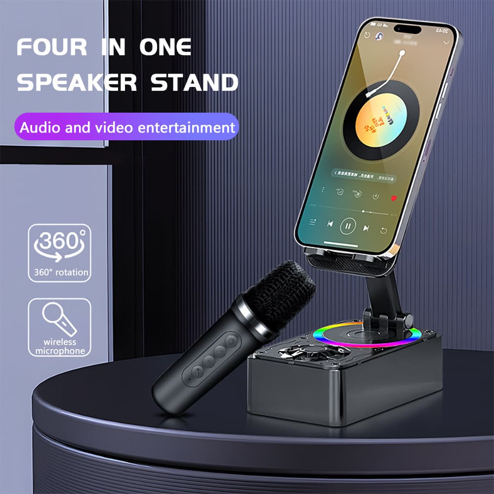 ขาตั้งโทรศัพท์มือถือ พร้อมลําโพง 3 In 1 หมุนได้ 360 องศา ใหม่ล่าสุด ขาตั้งโทรศัพท์มือถือ ที่วางโทรศัพท์มือถือ พร้อมไมโคร - รูปที่ 1