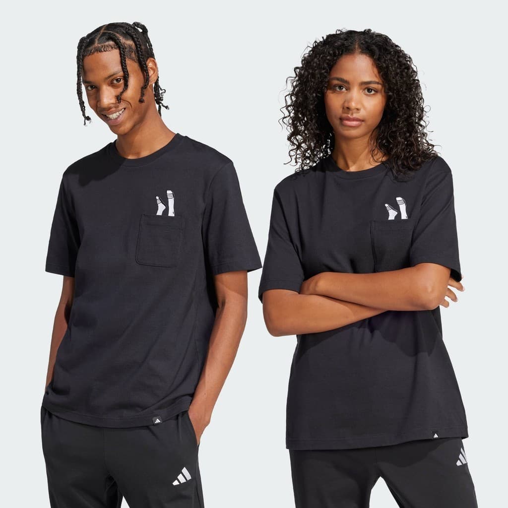 adidas ไลฟ์สไตล์ เสื้อยืดพิมพ์ลายมีช่องกระเป๋าด้านหน้า Lounge Slides ผู้ชาย สีดำ JC5283 - รูปที่ 1