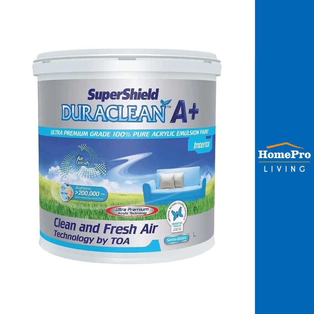 TOA สีน้ำทาภายใน SUPERSHIELD DURACLEAN A+ BASE A กึ่งเงา 2.5 แกลลอน - รูปที่ 1