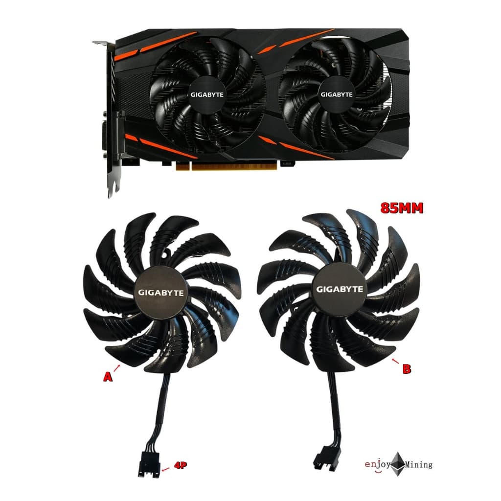 พัดลมการ์ดจอ GIGABYTE (85mm.) RX570 580 P106 GTX1060 1050ti 1070 (T129215SU) - รูปที่ 1