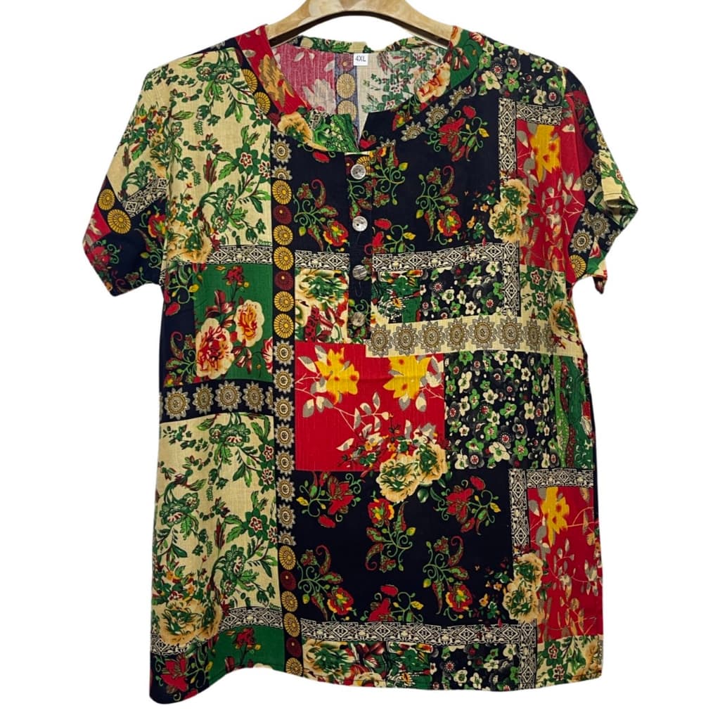 เสื้อผู้ใหญ่คอกลม เสื้อคอกลมพิมพ์ลาย ผ้าพริ้วเนื้อผ้าเบาใส่สบาย - รูปที่ 1