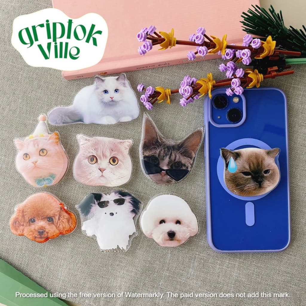 Griptok Acrylic แมวเหงื่อตก พร้อมกาว Nano Gel ในตัว PopSocket กิ๊ฟต๊อก การ์ตูนติดหลังมือถือ  กริ๊บต็อก - รูปที่ 1