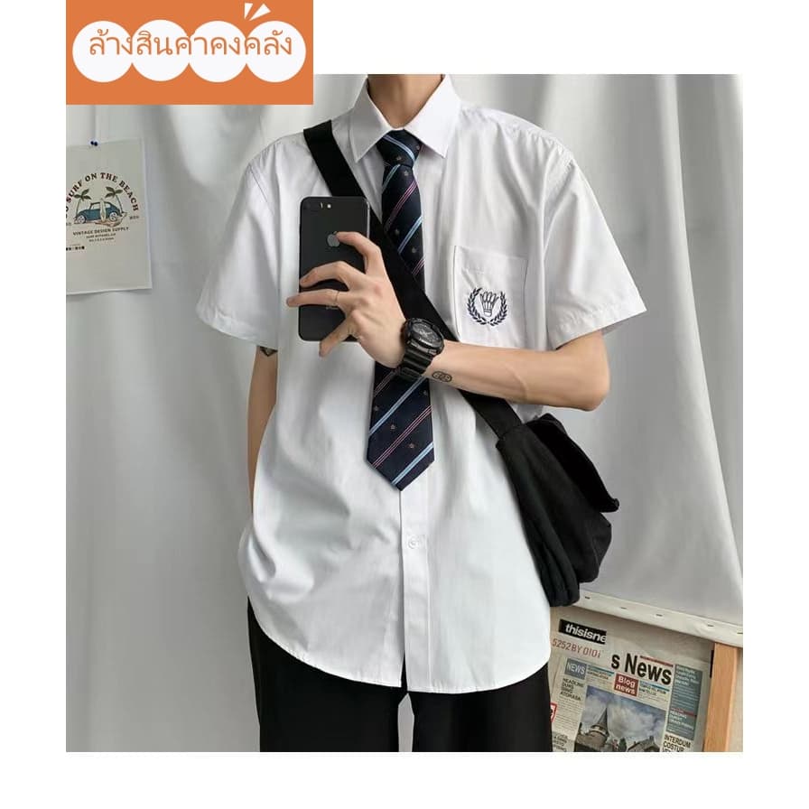 ชุดนักเรียน เสื้อเชิ้ตสีขาวนักเรียนชุดคู่รักพิธีรับปริญญาสไตล์เกาหลีที่เรียบง่าย JK DK style เครื่องแบบ ชุดยูนิฟอร์ม - รูปที่ 1