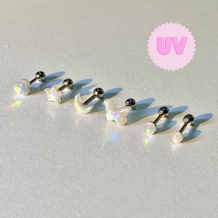 HOLO UV • จิวหูสแตนเลส เปลี่ยนสีแสงแดด(UV) จิวต่างหู จิวแป้นบอล จิวเปลี่ยนสี - รูปที่ 1