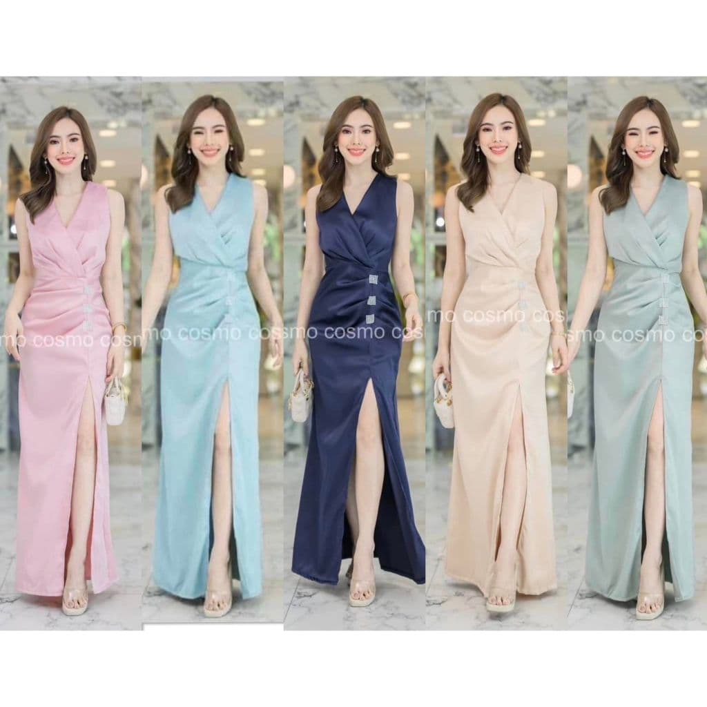 เดรสยาว เดรสออกงาน หรูหรา เหมาะกันงานเลี้ยงกลางคืน สวย ดูสง่า พร้อมส่ง - รูปที่ 1
