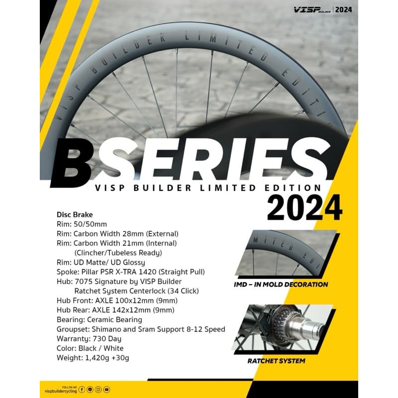 ล้อคาร์บอน Visp Builder B Series 2024 Rim brake(ริมเบรค) และ Disc brake(ดิสเบรค) รับประกัน 2 ปี - รูปที่ 1