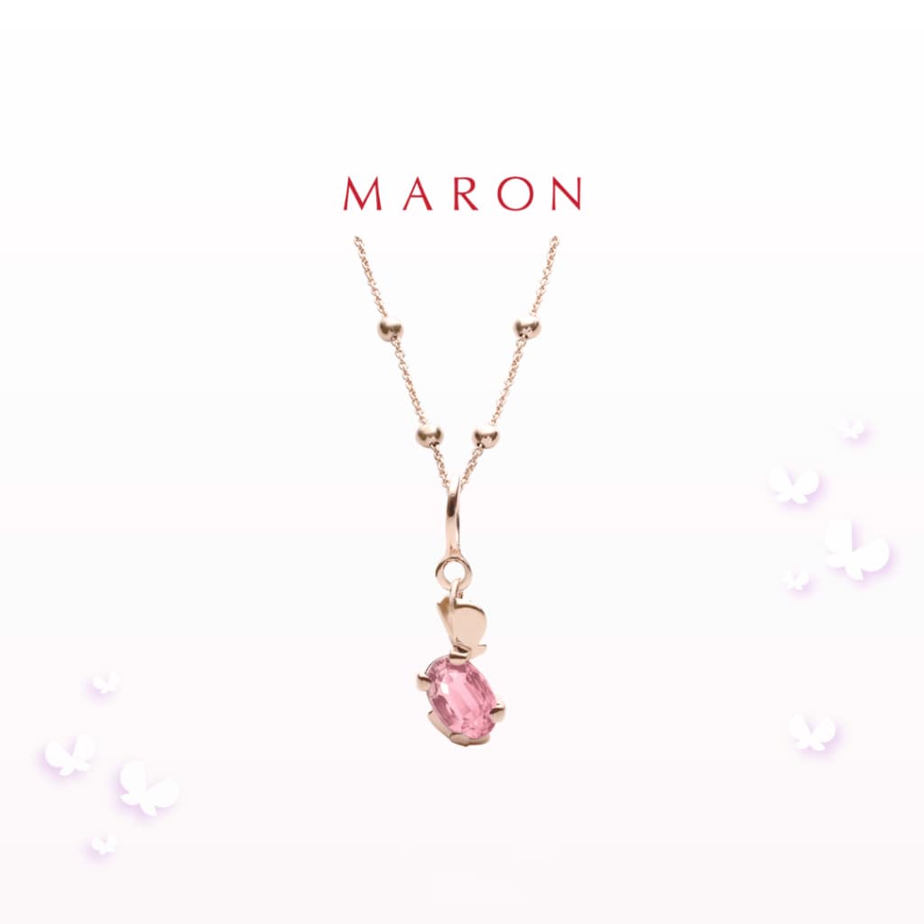 MARON - Happy Dream Oval Necklace with Pink Tourmaline ชุบ Rose Gold สร้อยคอพลอยทัวร์มาลีนสีชมพู นิยามความสุขดั่งฝัน - รูปที่ 1