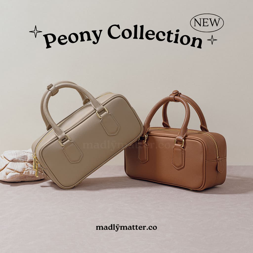 (พร้อมส่ง) กระเป๋าหนังแท้ รุ่น Peony Bag 5 สี กระเป๋าถือ กระเป๋าสะพาย by @madlymatter.co - รูปที่ 1
