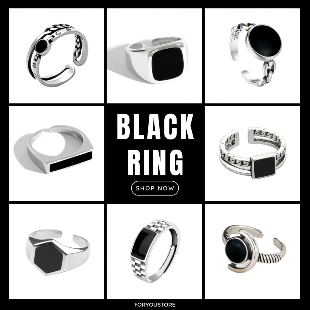 ฟรีกล่อง⚫️ แหวนนิลดำ พรีเมี่ยม เรียบ เท่ห์ Black Ring Foryoustore - รูปที่ 1