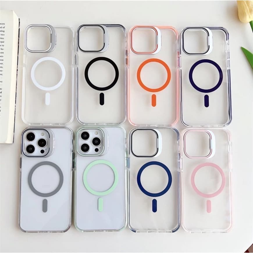 CASE แม่เหล็กชาร์จไร้สาย งานกล้องตั้งได้ งานขอบสีหลังใส - รูปที่ 1