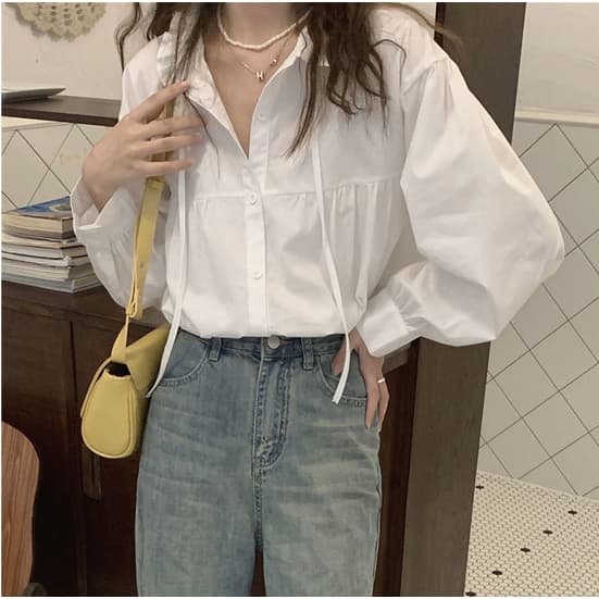 (พร้อมส่งจากไทย) เสื้อเชิ้ตแขนยาวสไตล์ญี่ปุ่นใส่สบาย [H27] - รูปที่ 1