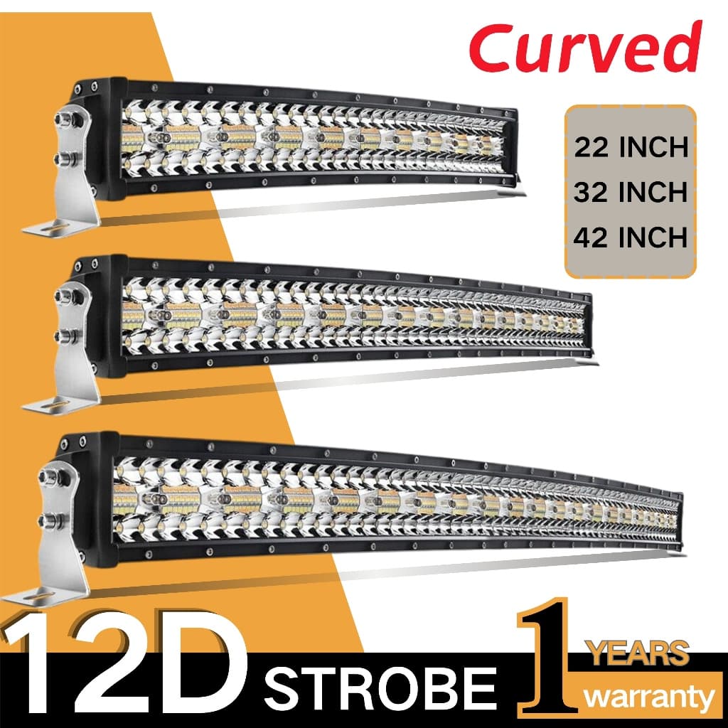 【ส่งจากไทย】22-42นิ้ว 780W-2500W 12D Reflector มุมกว้างพิเศษ 3-ROW Spot Flood Combo เส้นโค้ง Driving Work Fog Light Bar - รูปที่ 1