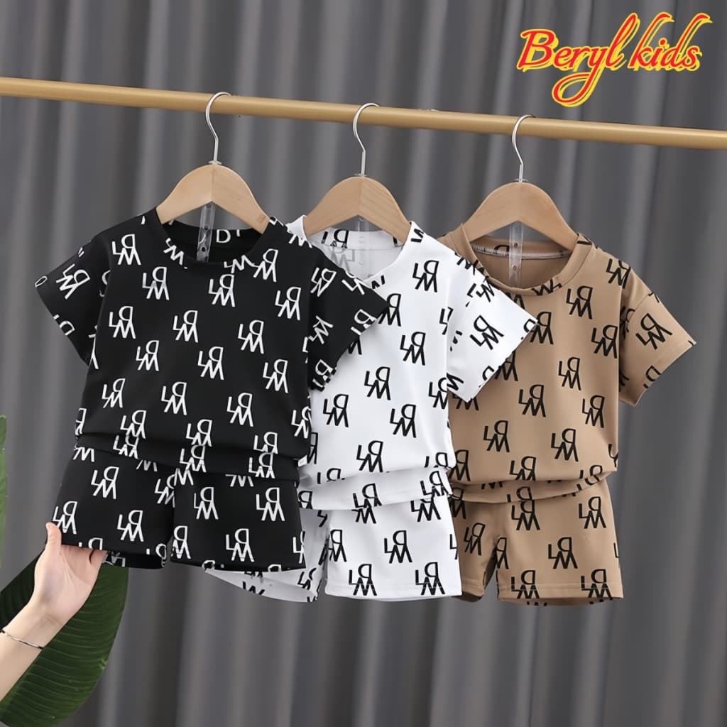 Beryl kids?ชุดเซ็ทเด็กชาย แฟชั่น?เสื้อแขนสั้นกางเกงขาสั้น พิมพ์ลาย 2ชิ้น สไตล์เกาหลี ฤดูร้อน รุ่นใหม่ - รูปที่ 1
