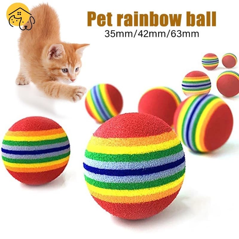 TUBI ของเล่นสัตว์เลี้ยงลูกสุนัขลูกแมวของเล่นลูกแมว Rainbow Chew Interactive Ball - รูปที่ 1