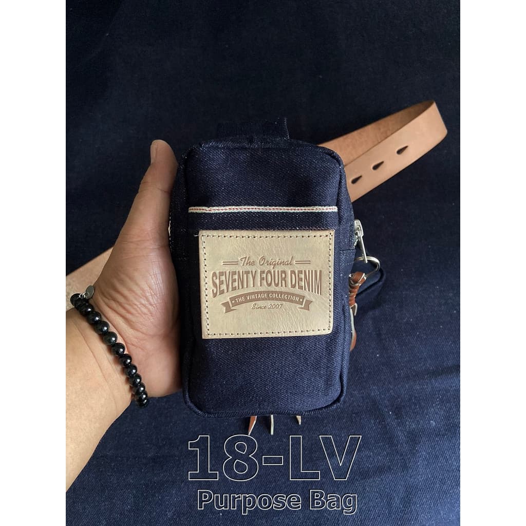 18-LV /Purpose Bag กระเป๋าเอนกประสงค์(ซิป1ช่อง)แบบติดป้ายหนัง/ มีช่องสอดเข็มขัด 2 จุด. - รูปที่ 1