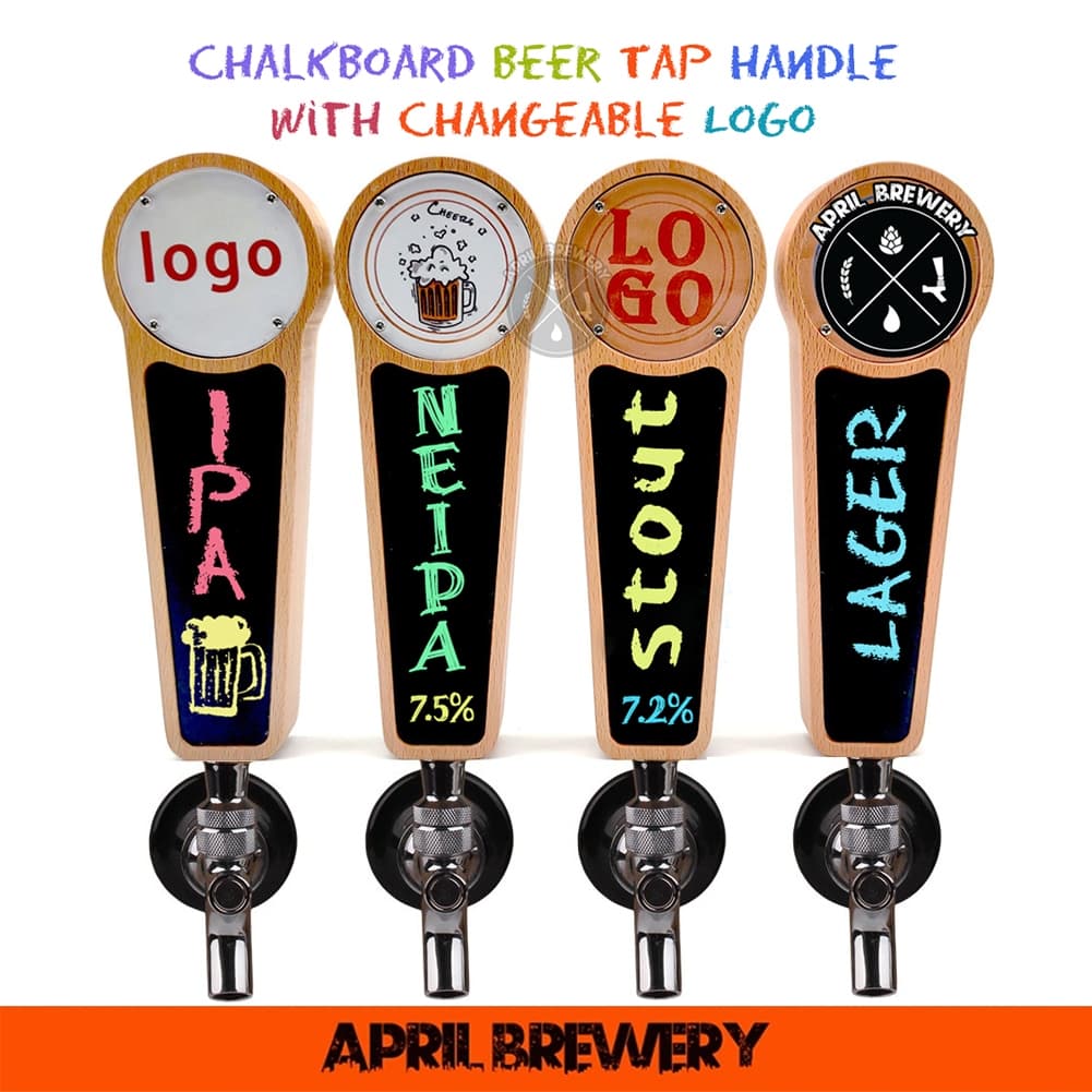 Chalkboard Beer Tap Handle With Logo 1ชิ้น  ป้ายชื่อ ก๊อกเบียร์ ด้ามจับหัวกด แบบกระดานดำ ไม้โอ๊ค เขียนและลบออกได้ - รูปที่ 1