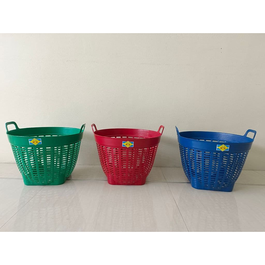 เข่งเบอร์ 6 คละสี  แพ็ค 6 ใบ ต่อ 1 คำสั่งซื้อ  บรรจุ 10 ลิตร ขนาด 38.0 cm. x 29 cm. - รูปที่ 1