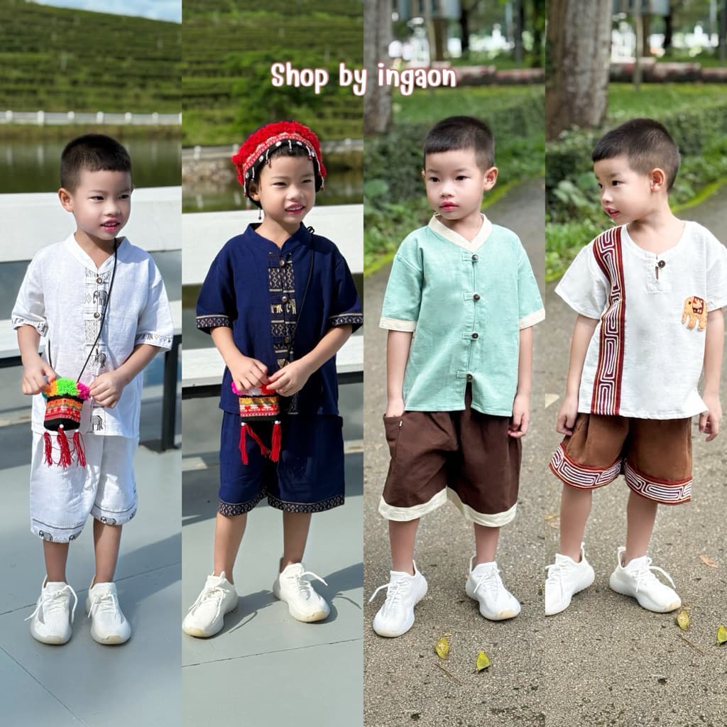 ชุดเด็กดอย(รุ่นคอจีน)ชุดเซ็ตเสื้อ+กางเกง ใส่ได้ทั้งเด็กผู้ชาย/ผู้หญิง - รูปที่ 1
