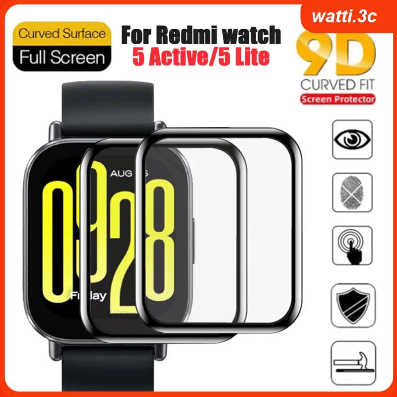 ฟิล์มกันรอยหน้าจอโค้ง 9D สำหรับ Redmi Watch 5 Active Smartwatch ฟิล์มป้องกันรอยขีดข่วนสำหรับ Redmi Watch5 Active/lite HD - รูปที่ 1