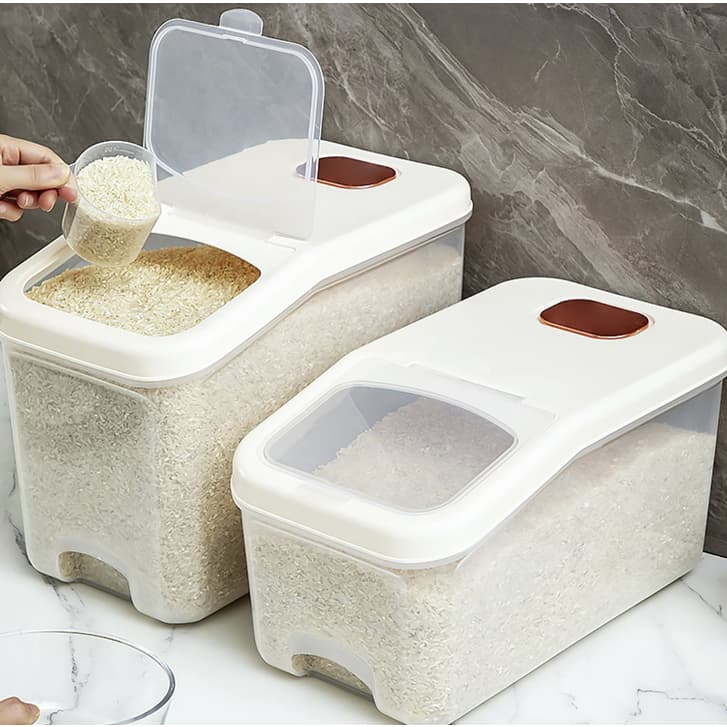 ถังข้าวสารมินิมอล ถังใส่ข้าวสาร ถังเก็บข้าวสาร Rice storage สำหรับใส่ข้าวสาร อาหารแห้ง มีฝาปิดกันฝุ่น กันแมลง simplethai - รูปที่ 1