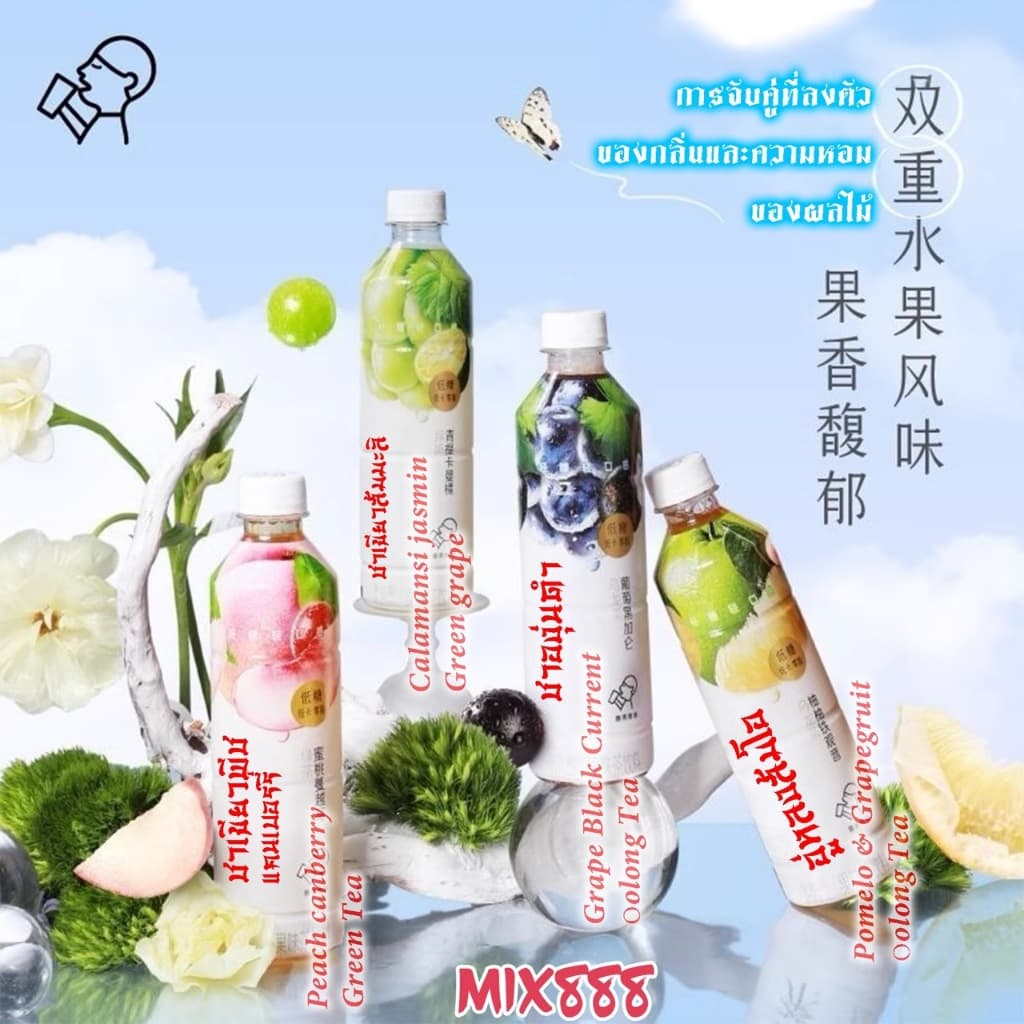 [Mix888] Heytea ชาผลไม้คู่ กลิ่นหอม รสอ่อน กินง่าย [450 ml. ยกลัง 15 ขวด] ชาองุ่น ชาอู่หลงส้ม ชาพีชแคนเบอร์รี่ - รูปที่ 1