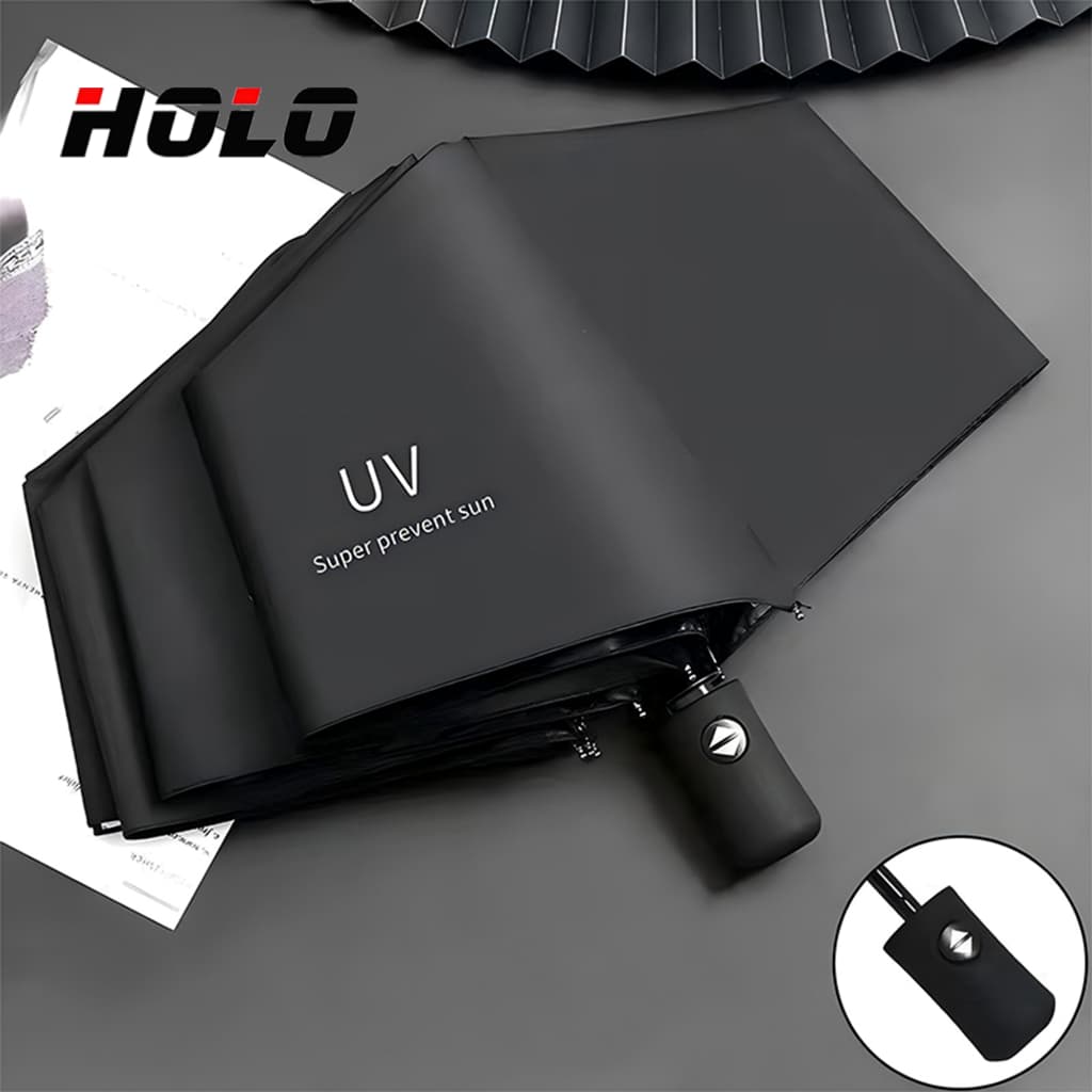 ร่มพับอัตโนมัติ อัตโนมัติ UV สำหรับวันที่แดดจัดและฝนตกคุณภาพร่ม UV เสริมโครง (8 กระดูก) - รูปที่ 1