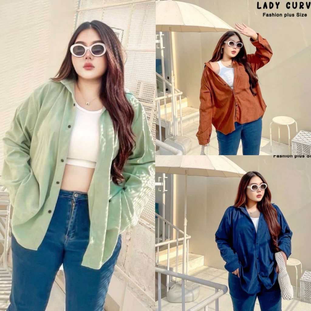 เสื้อเชิ้ต คลุม เนื้อผ้าลูกฟูก ไซต์ใหญ่  M L XL - รูปที่ 1