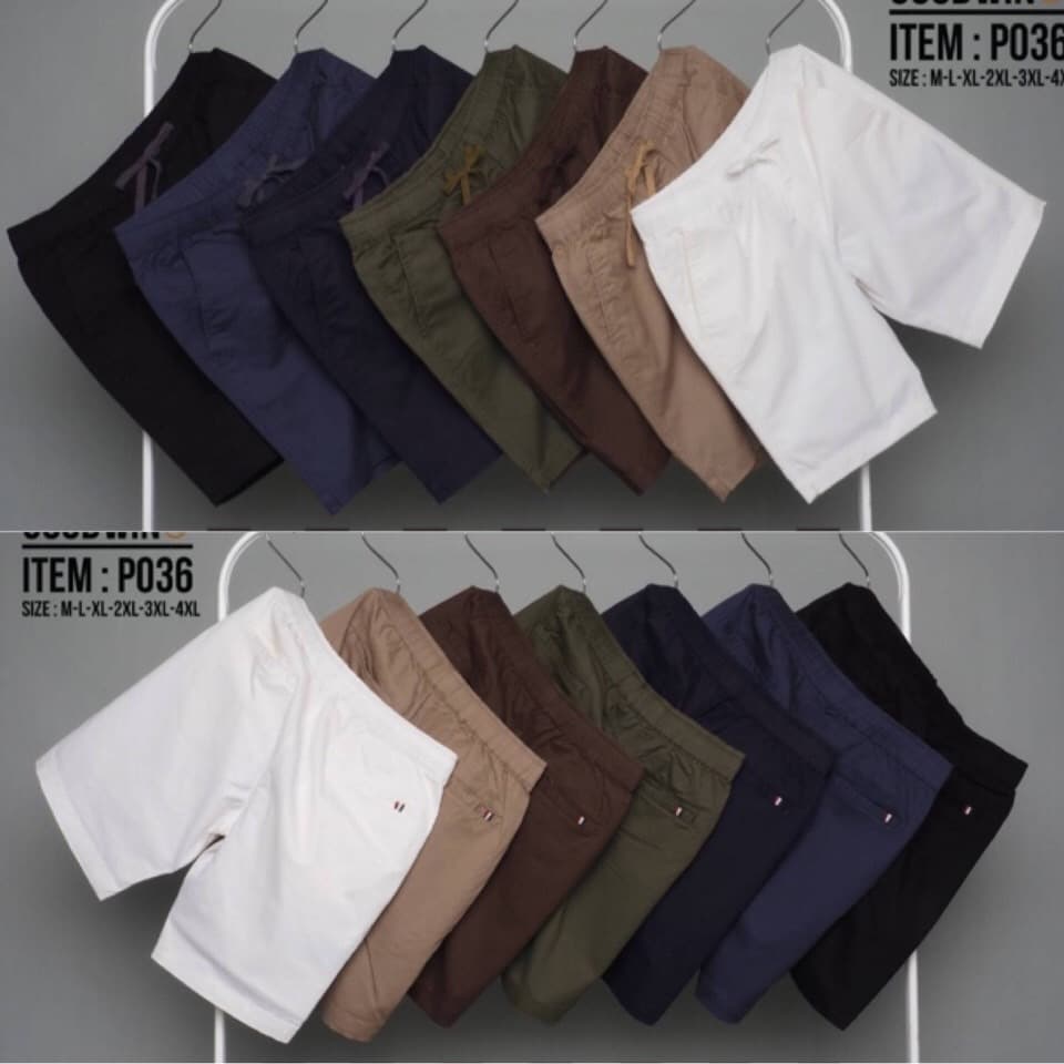 JXP Cotton Shorts Men's กางเกงยีนส์ขาสั้นผู้ชาย ทรงขาสั้นเหนือเข่า ผ้าคอตต่อล มี7สี เอวยางมีเชือก ผ้ายืดใส่สบาย M-5XL - รูปที่ 1