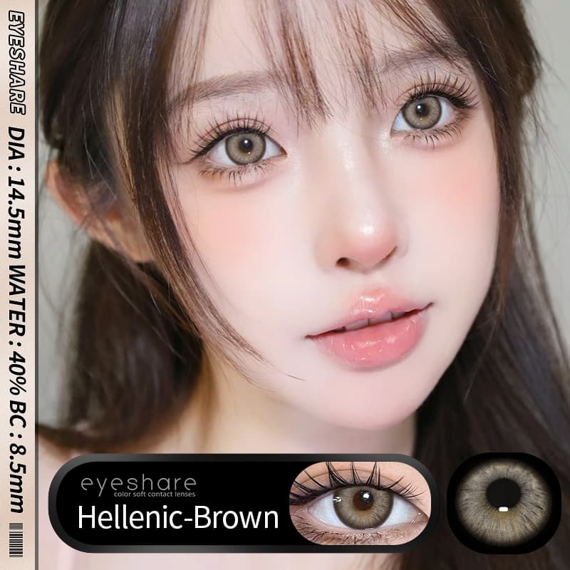{COD} - คอนแทคเลนส์ Eyeshare Hellenic Brown คอนแทคเลนส์สีแฟชั่นสำหรับดวงตาขนาดใหญ่ 14.5 มม. 1 คู่ ส่งฟรีภายใน 1 ปี - รูปที่ 1