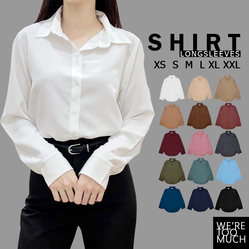 WERETOOMUCH (SH554) เสื้อเชิ้ตคอปก แขนยาว 6 ไซส์ อก 36-46 ผ้าไหมอิตาลี นุ่ม พริ้ว ใส่สบาย - รูปที่ 1
