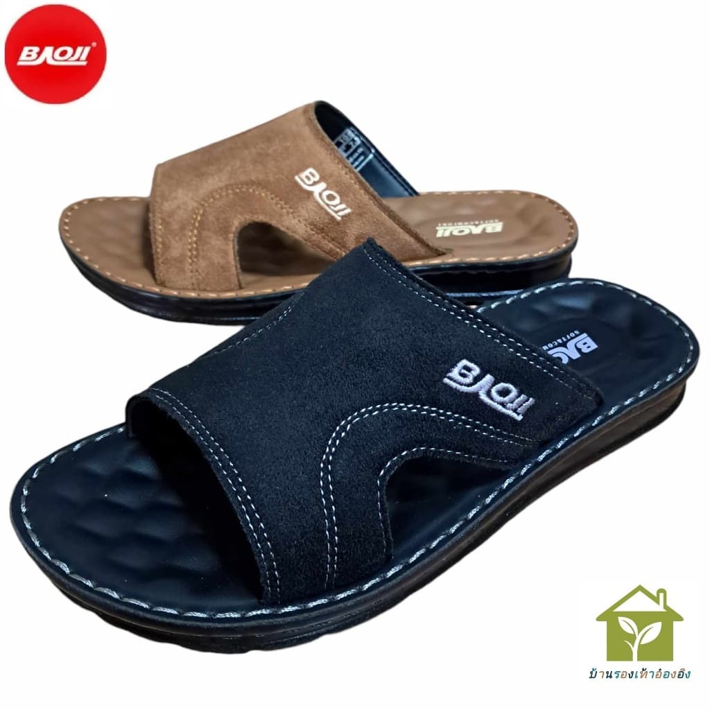รองเท้าแตะสวมหนังชาย BAOJI แท้ รุ่น PM108 (เนื้อกํามะหยี่) Size 39-44 - รูปที่ 1