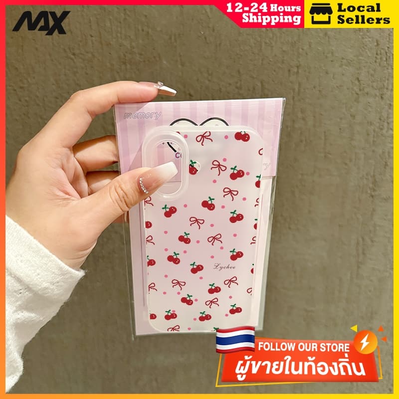 เคสโทรศัพท์นุ่มและป้องกันกระแทก for iPhone11 12 13 14 15 16Pro Max XR XS X 7/8Pเชอร์รี่ไทย - รูปที่ 1