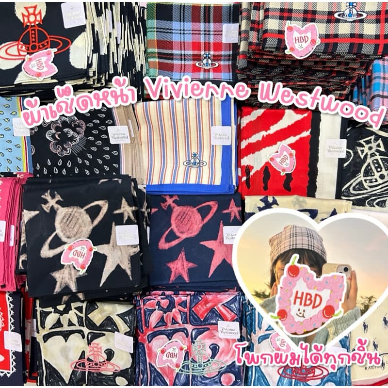 ꒰ พร้อมส่ง ล็อตสุดท้าย?  ꒱ ของแท้? ไม่มีซอง‼️ ?ผ้าเช็ดหน้าวิเวียน Vivienne Westwood Handkerchief ไว้ผูกผม ผูกกับกระเป๋า - รูปที่ 1