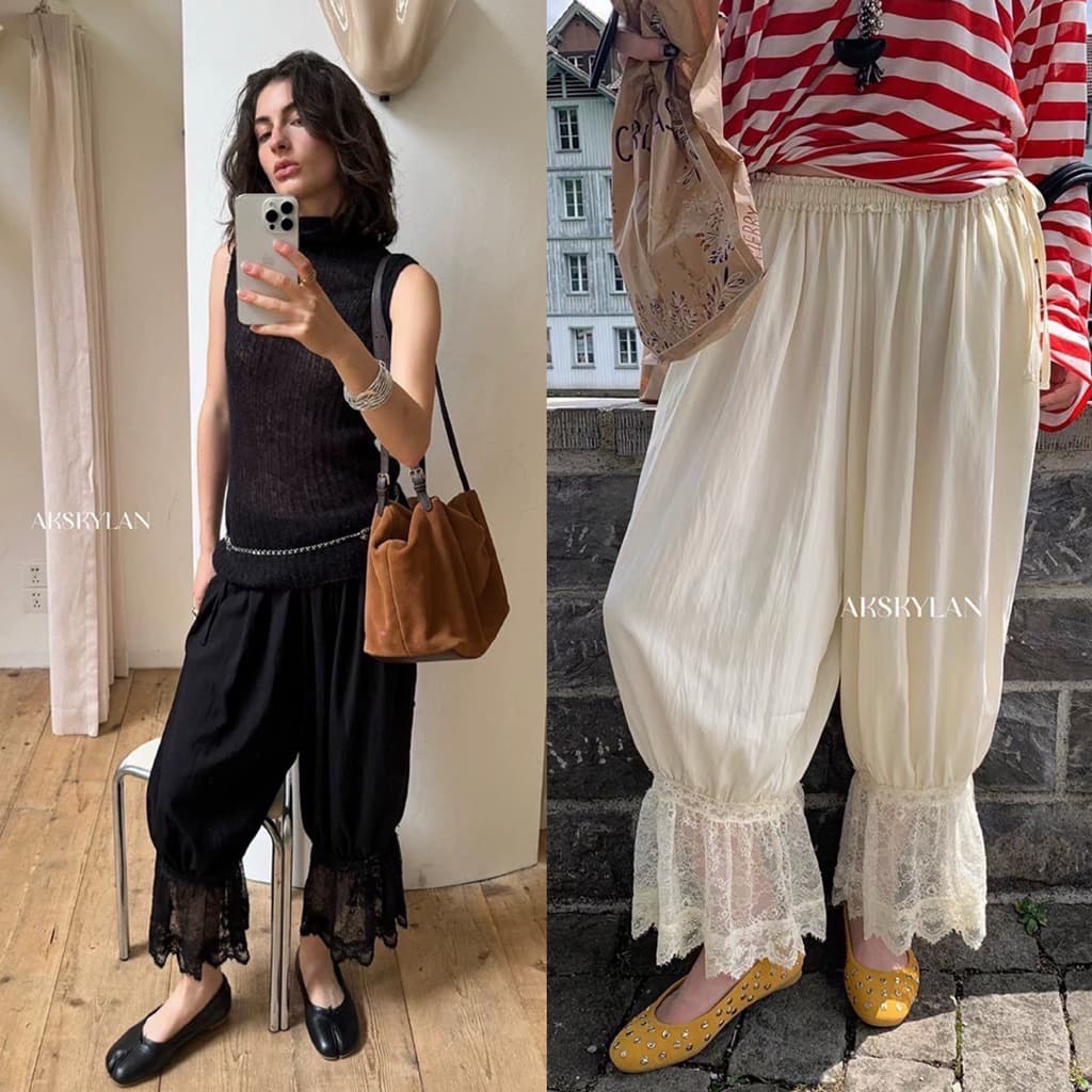 มาเพิ่มพร้อมส่ง❤️ BLOOMER PANTS กางเกงบอลลูนชายลูกไม้ (Littlebitbyjj) - รูปที่ 1