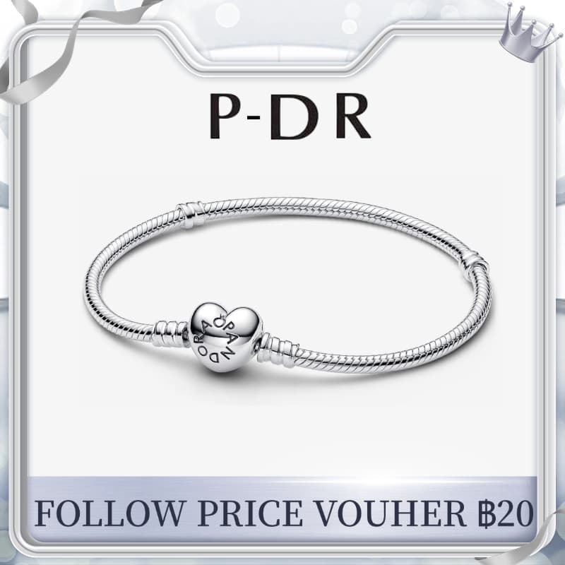 พร้อมส่ง? แท้? COD P-DR Heart & Snake Chain Bracelet Moments ของขวัญวันเกิด กำไลข้อมือ คริสตัลแฟชั่น - รูปที่ 1