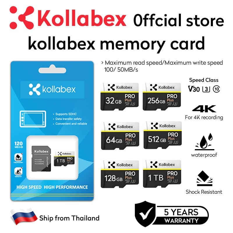 Kollabex Pro การ์ดหน่วยความจำวิดีโอ ของแท้ 32GB/64GB/128GB/256GB/512GB/1TB Memory Card Class10 U3 Micro SDXC - รูปที่ 1
