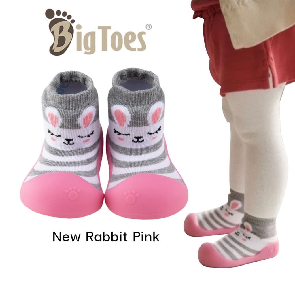 รองเท้าหัดเดิน Bigtoes ลาย New Rabbit Pink รองเท้าเด็กผู้หญิง จากเกาหลี - รูปที่ 1