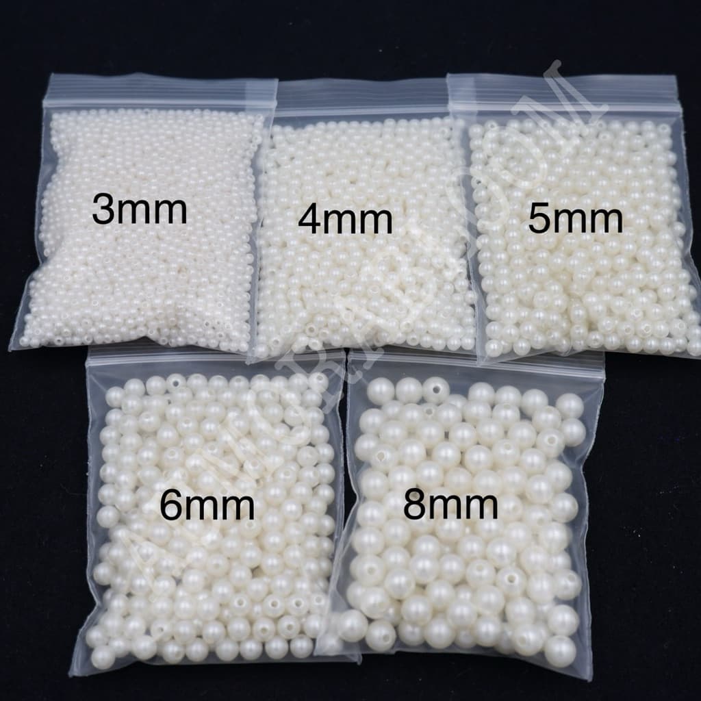 มุกมีรู ขนาด 3–10 มม.  30g | ตกแต่งช่อดอกไม้และประดับเสื้อผ้าต่างๆ - รูปที่ 1