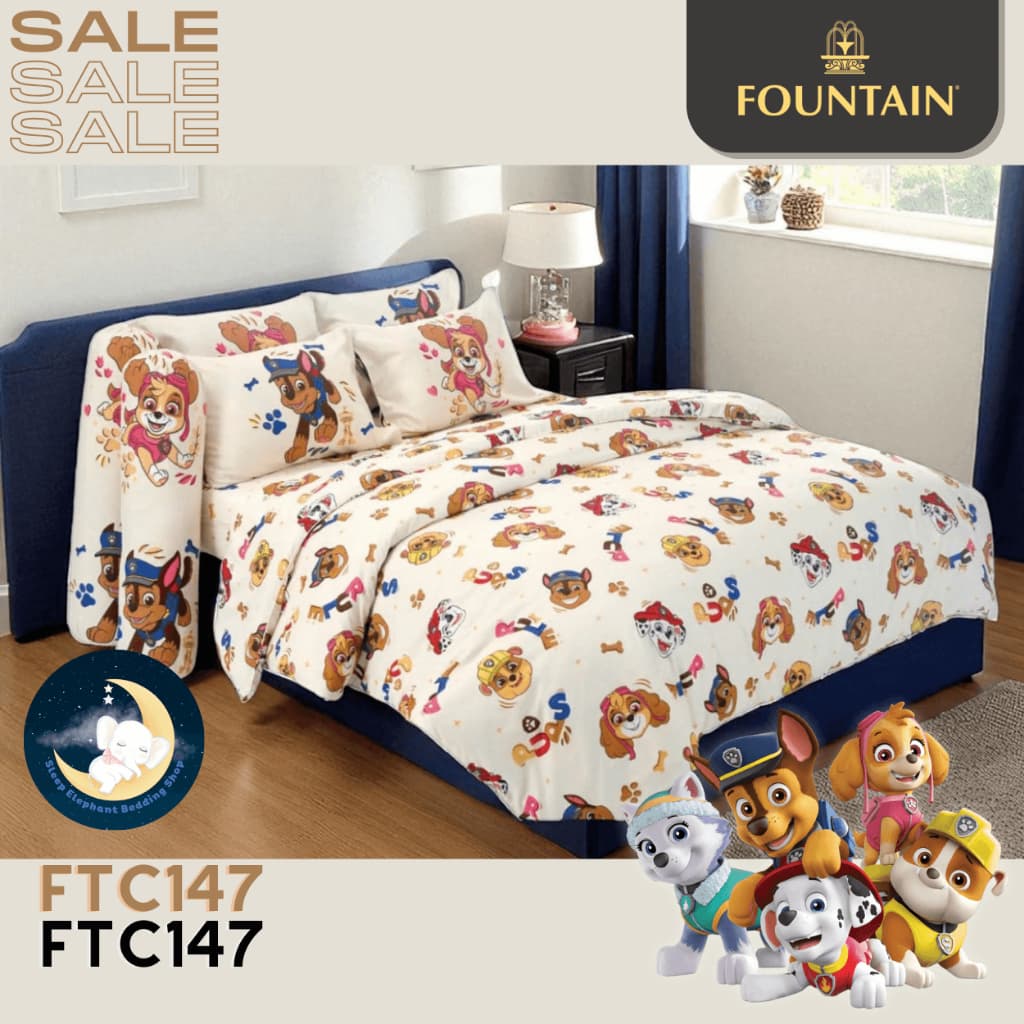 ❤️PAW PATROL❤️"ของแท้พร้อมส่ง" FTC147 ชุดผ้าปูที่นอน PAW PATROL ชุดผ้านวมครบชุด ยี่ห้อ Fountain - รูปที่ 1