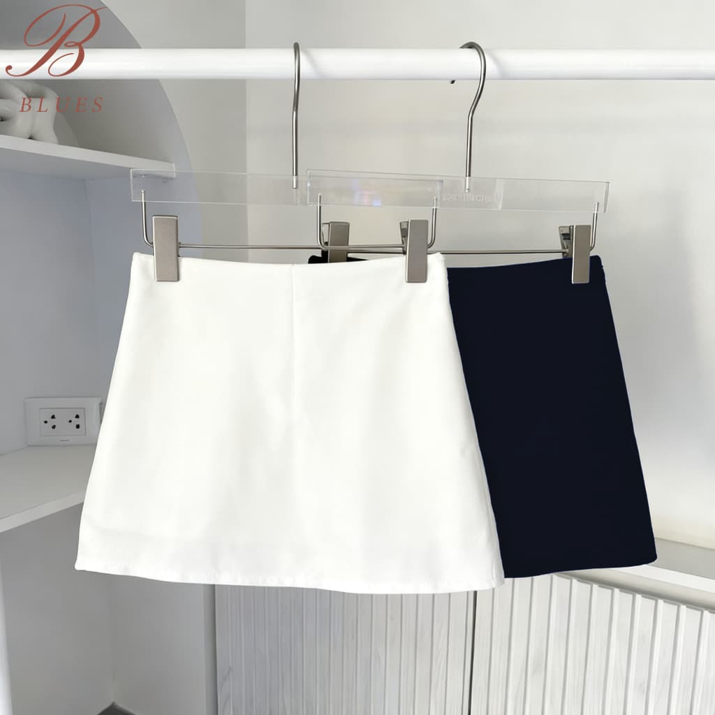 B BLUES Belle Skirt Pants(กระโปรงเอวสูงรอบตัว)มีกางเกงด้านใน ผ้าเปเป้ - รูปที่ 1